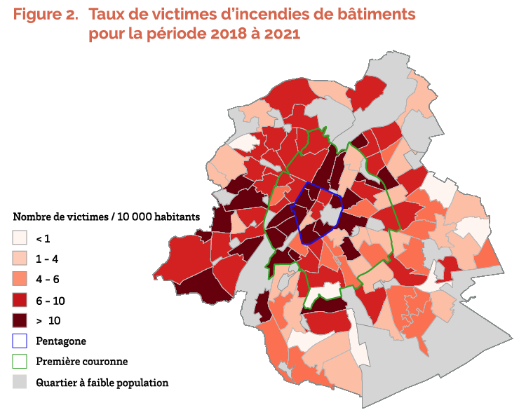Figure 2. Taux de victimes d’incendies de bâtiments pour la période 2018 à 2021